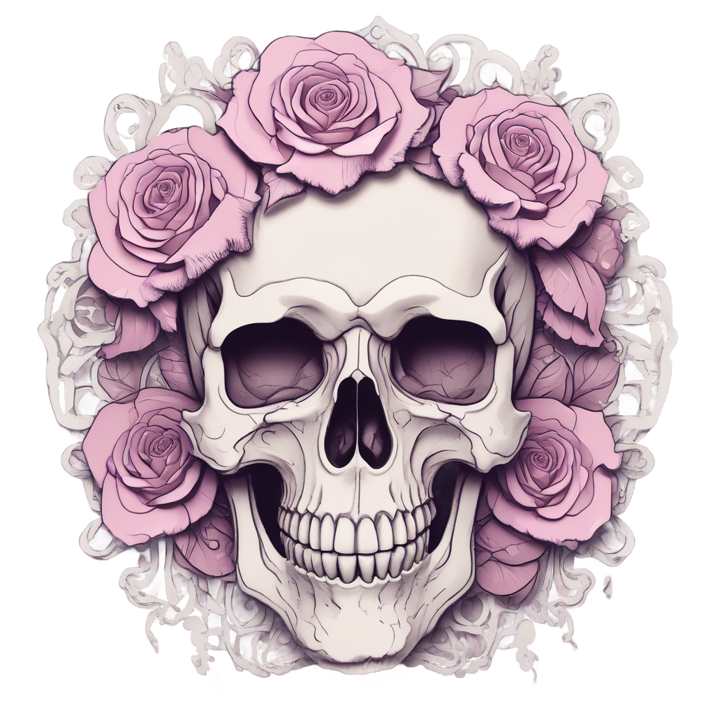 Whisper of Withered Roses — watercolor skull & roses stickers