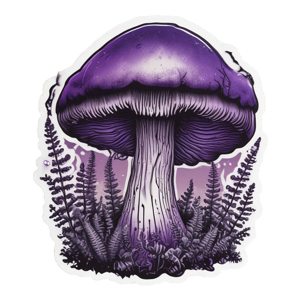 Witchy Mushroom with Ferns — witchy & occult stickers