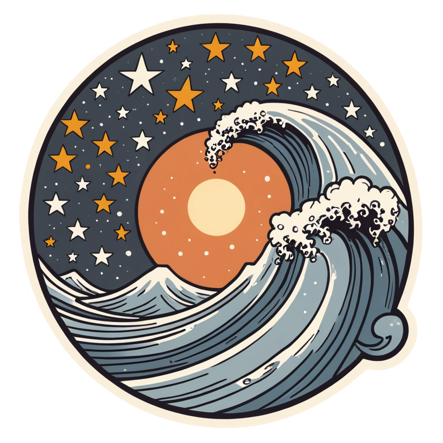 Aquarius (retro) — zodiac stickers