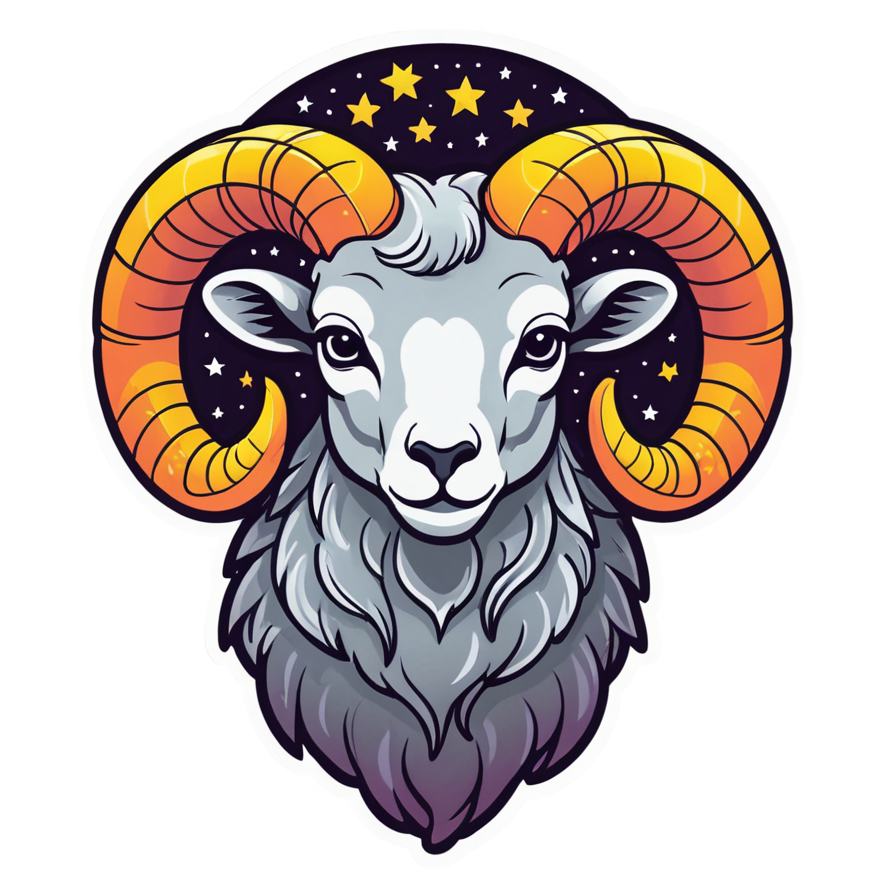 Aries (neon) — zodiac stickers