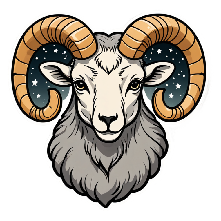 Aries (retro) — zodiac stickers