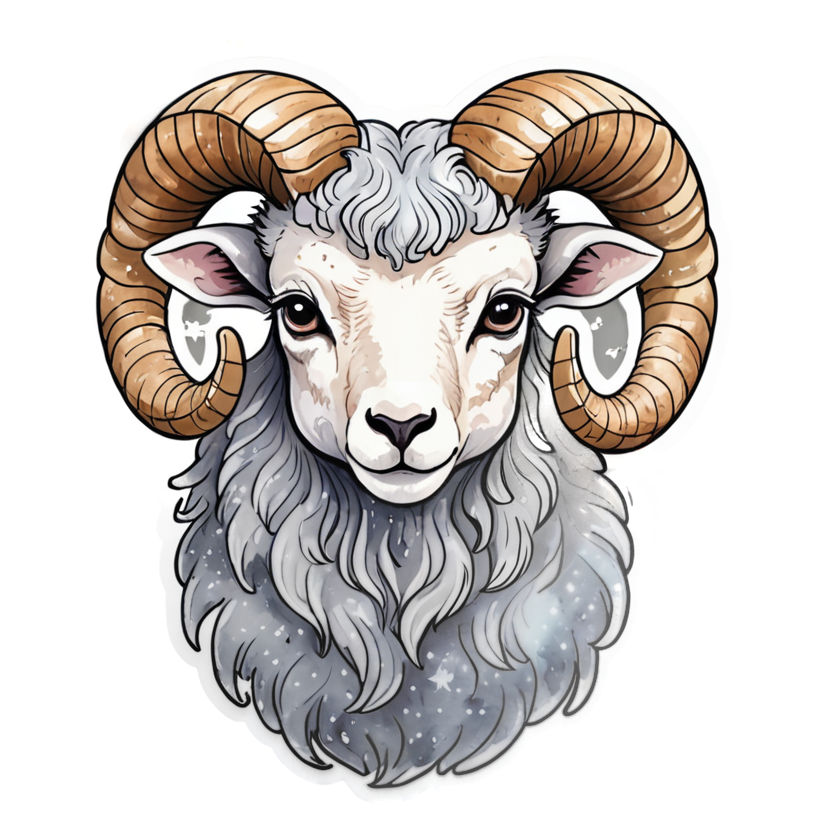 Aries (watercolor) — zodiac stickers