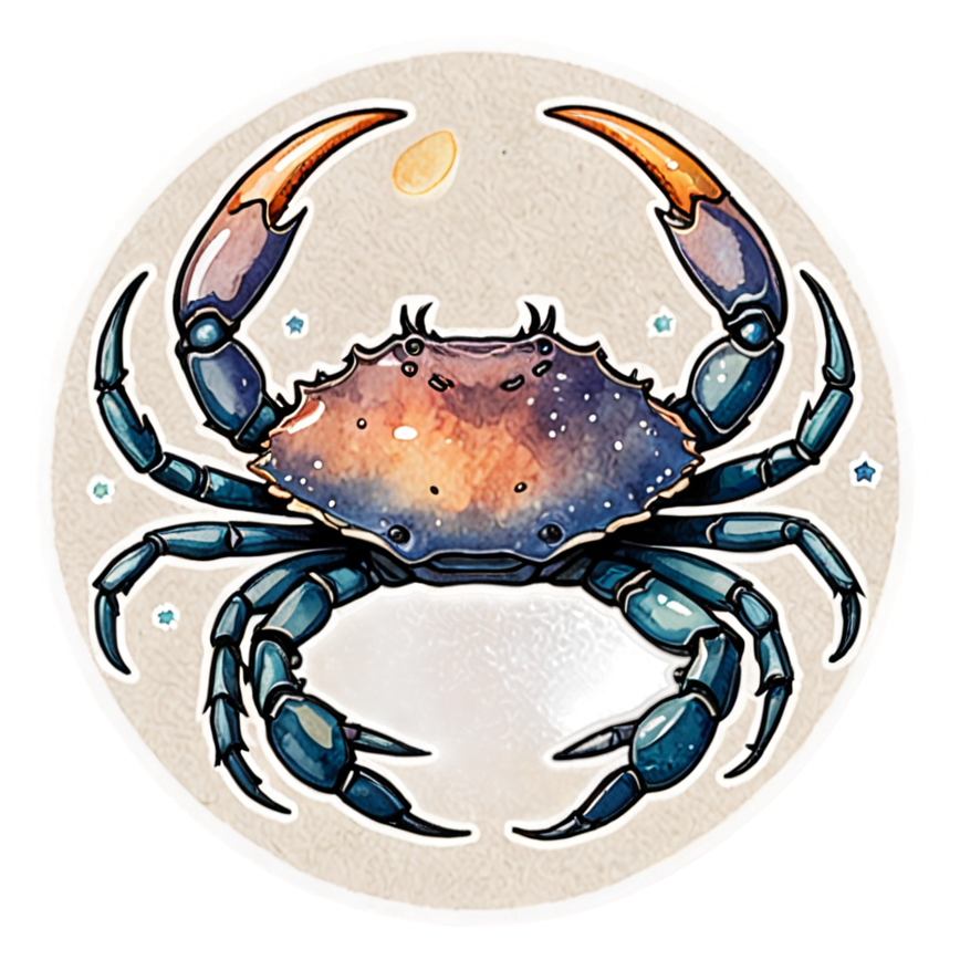 Cancer (watercolor) — zodiac stickers