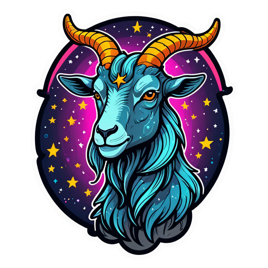 Capricorn (neon) — zodiac stickers