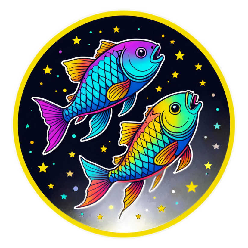 Pisces (neon) — zodiac stickers