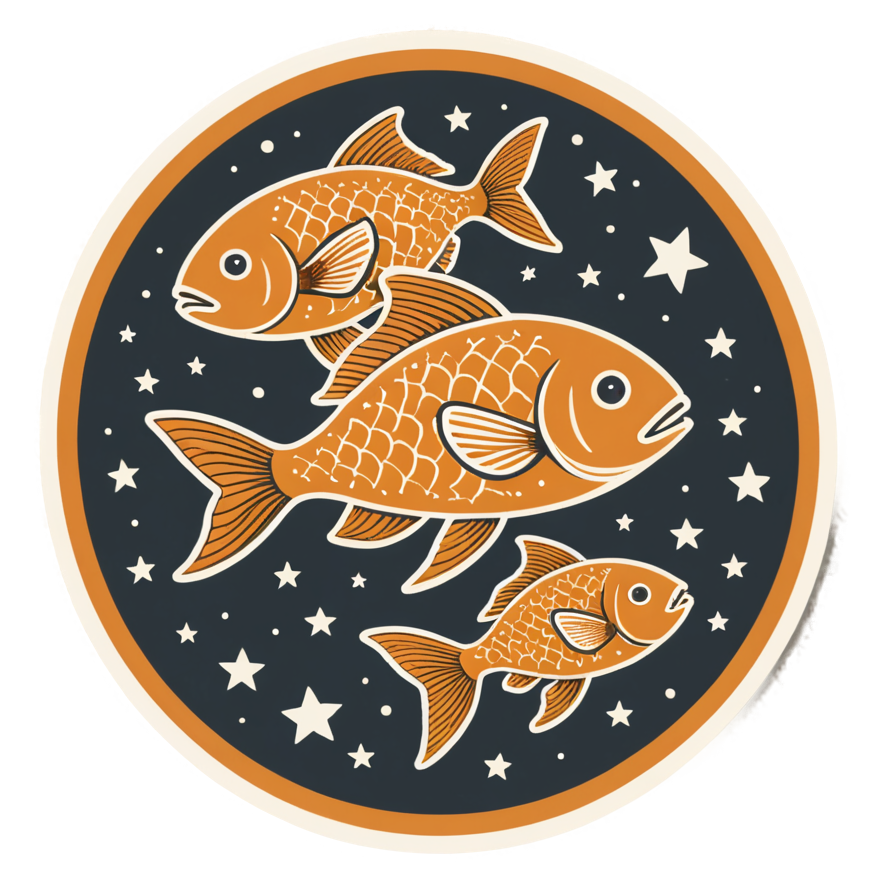 Pisces (retro) — zodiac stickers