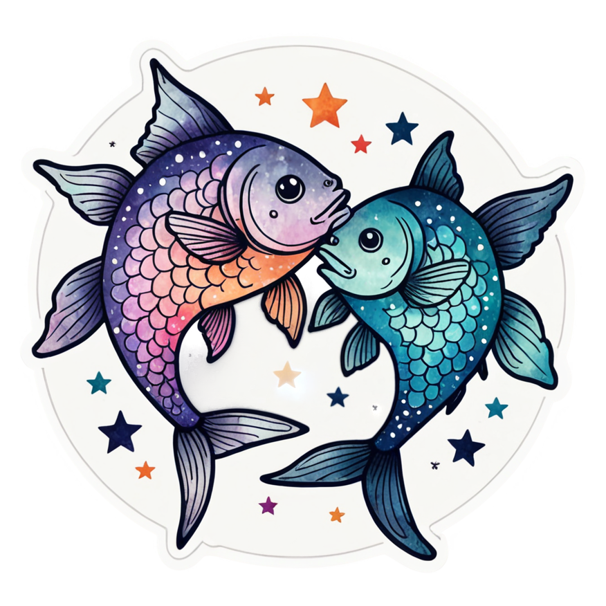 Pisces (watercolor) — zodiac stickers