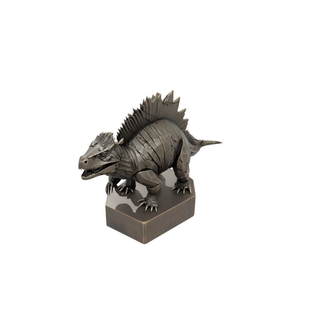 Bronze Low-Poly Dimetrodon — dinosaurs 3D print model, STL