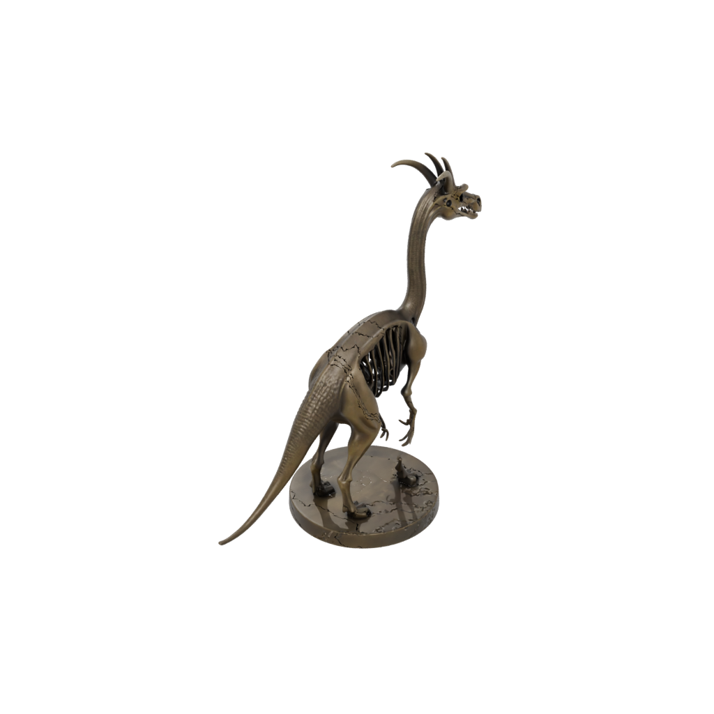 Bronze Skeleton Parasaurolophus — dinosaurs 3D print model, STL
