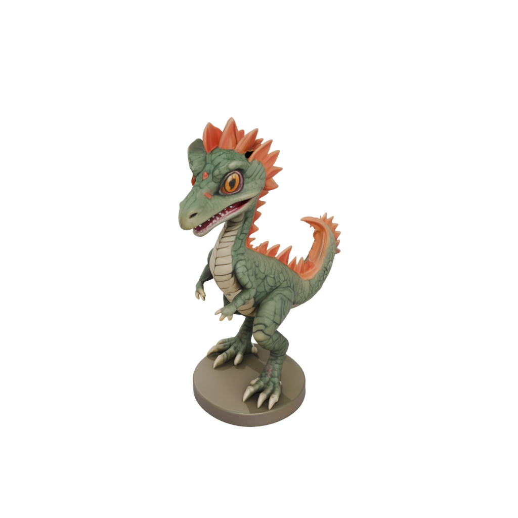 Camo Chibi Dilophosaurus — dinosaurs 3D print model, STL
