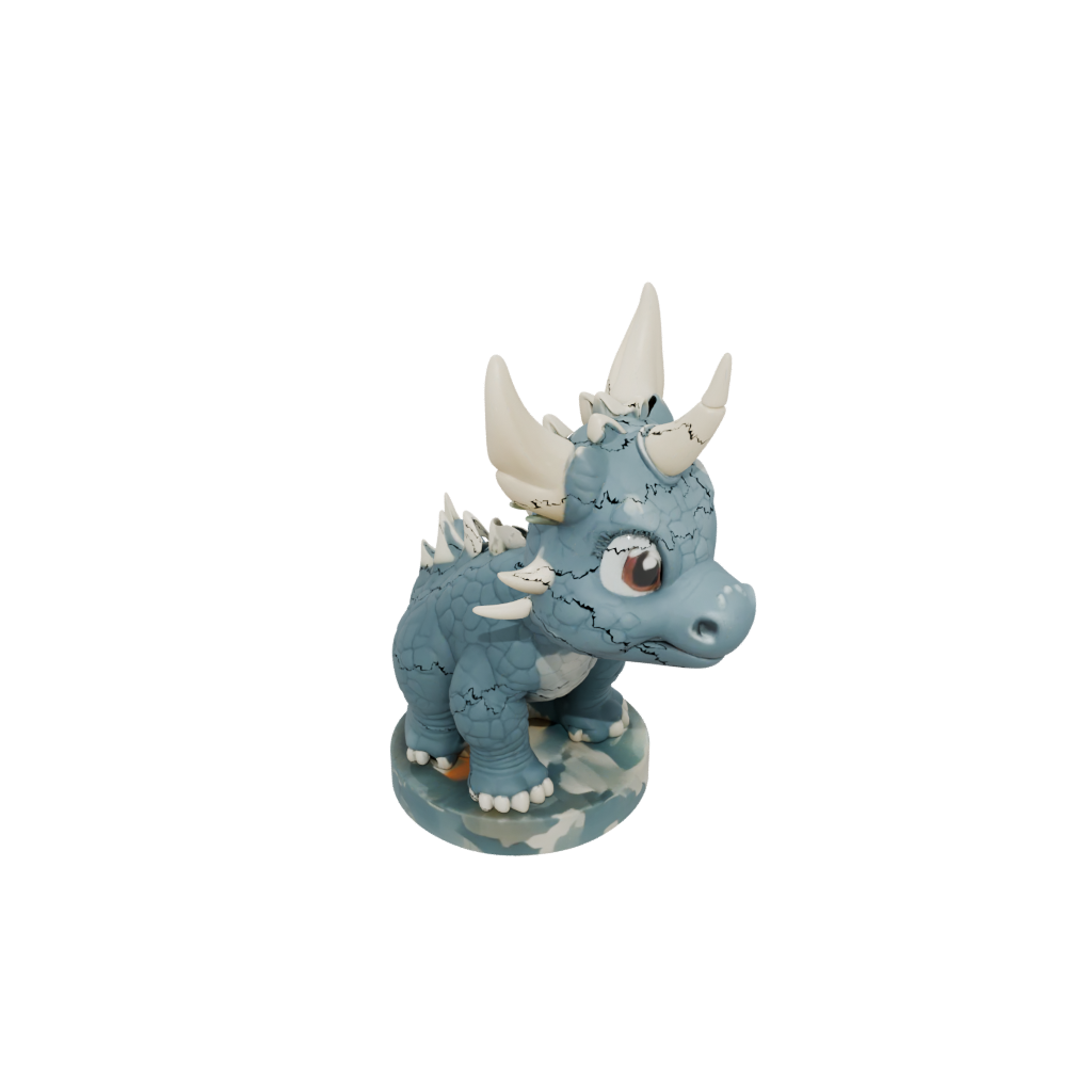 Camo Chibi Triceratops — dinosaurs 3D print model, STL