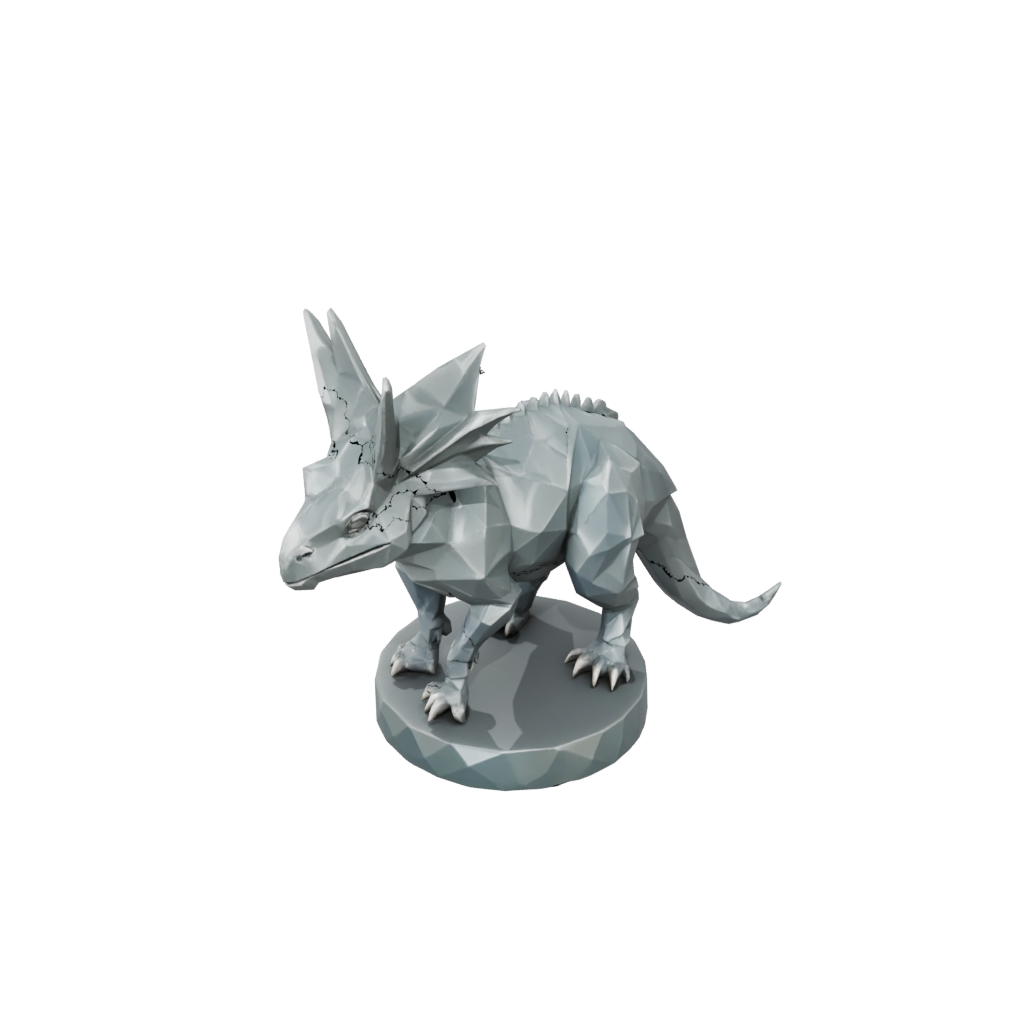 Camo Low-Poly Protoceratops — dinosaurs 3D print model, STL