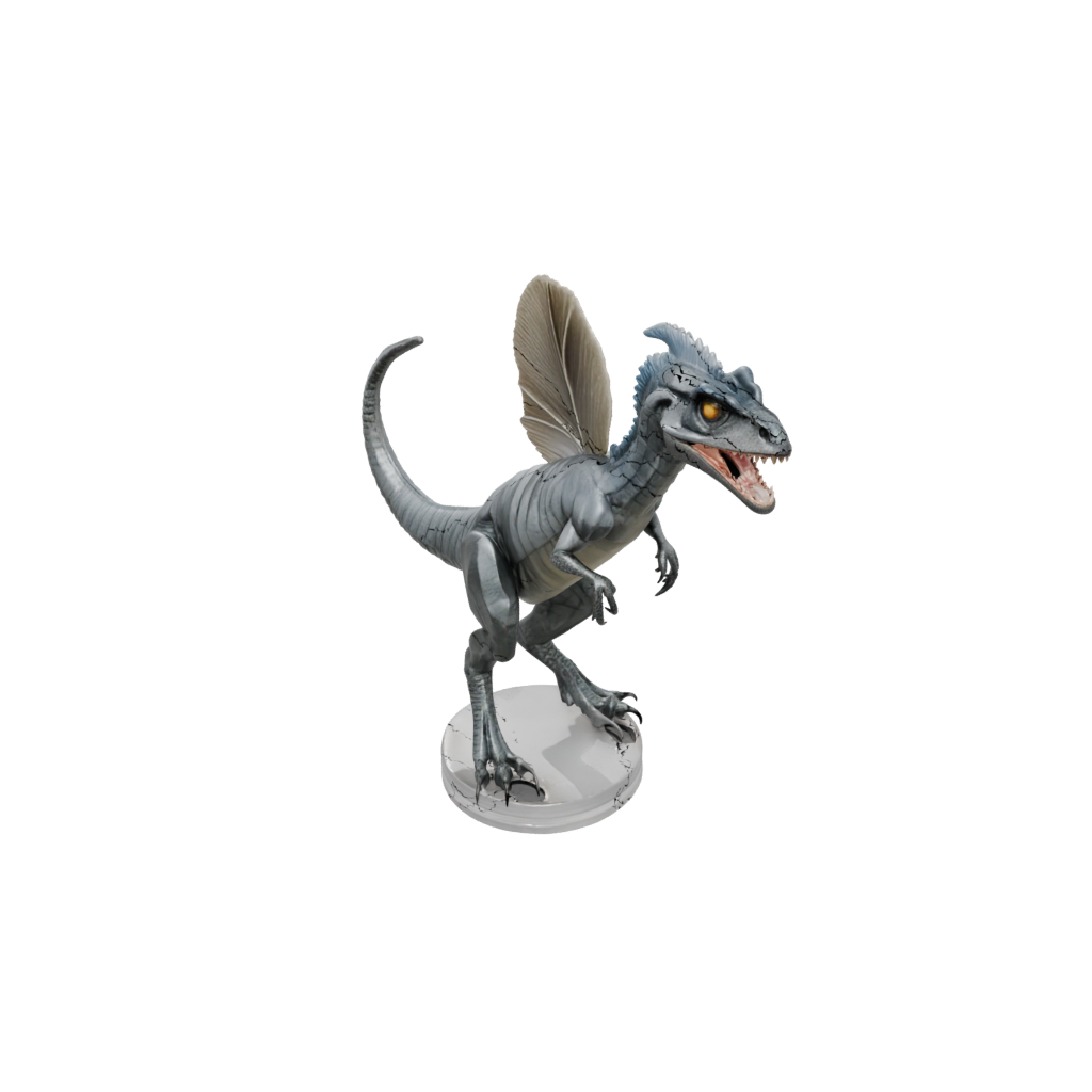 Crystal Feathered Dilophosaurus — dinosaurs 3D print model, STL