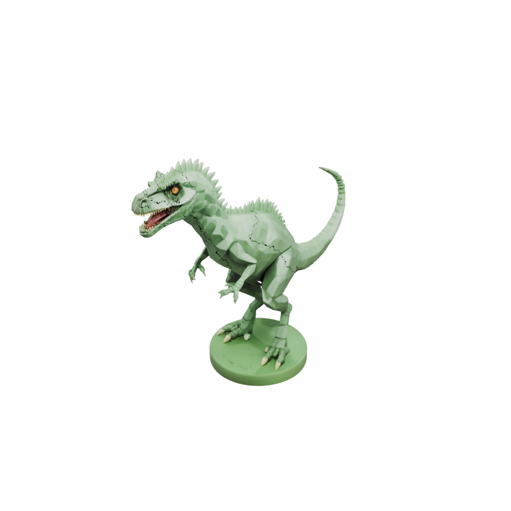 Glow Low-Poly Dilophosaurus — dinosaurs 3D print model, STL