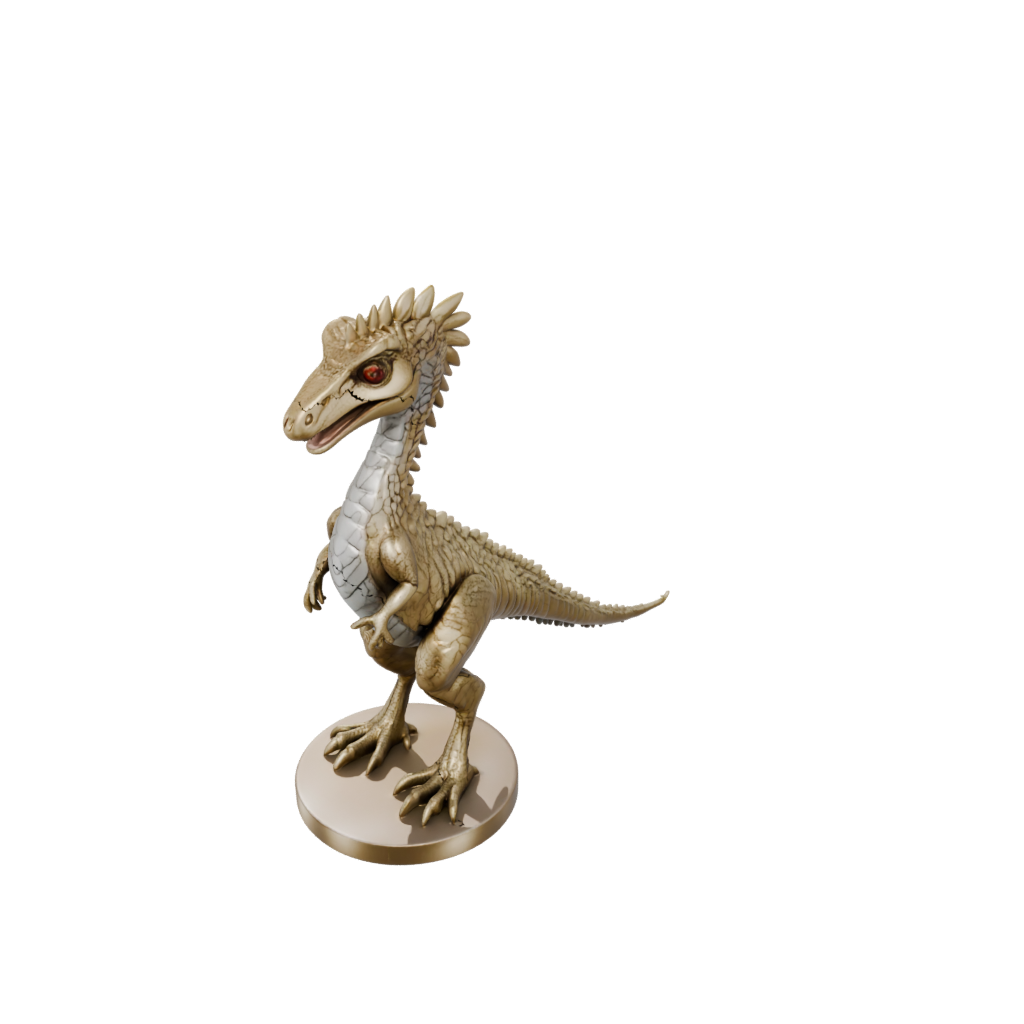 Gold Chibi Deinonychus — dinosaurs 3D print model, STL