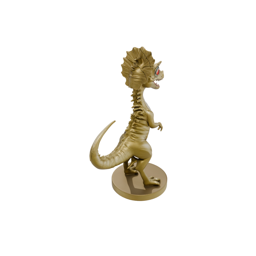 Gold Chibi Dilophosaurus — dinosaurs 3D print model, STL