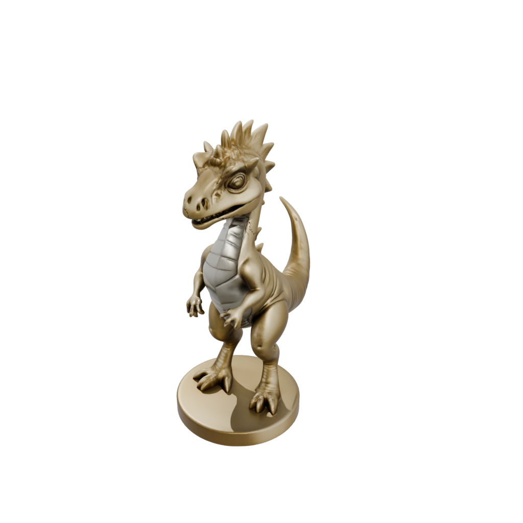 Gold Chibi Pachycephalosaurus — dinosaurs 3D print model, STL