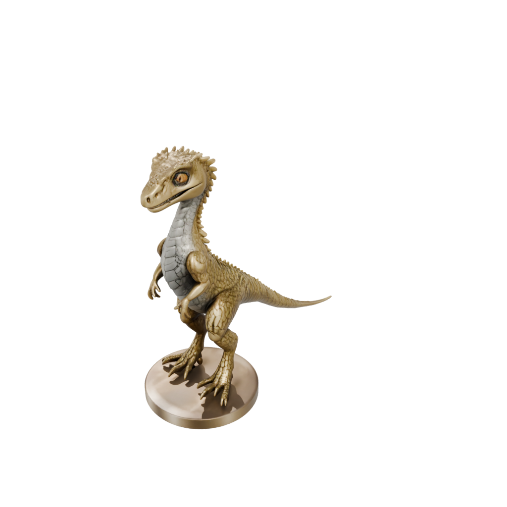 Gold Chibi Utahraptor — dinosaurs 3D print model, STL