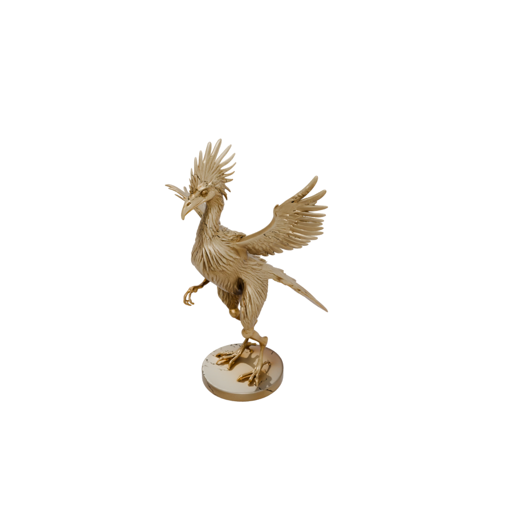 Gold Feathered Archaeopteryx — dinosaurs 3D print model, STL