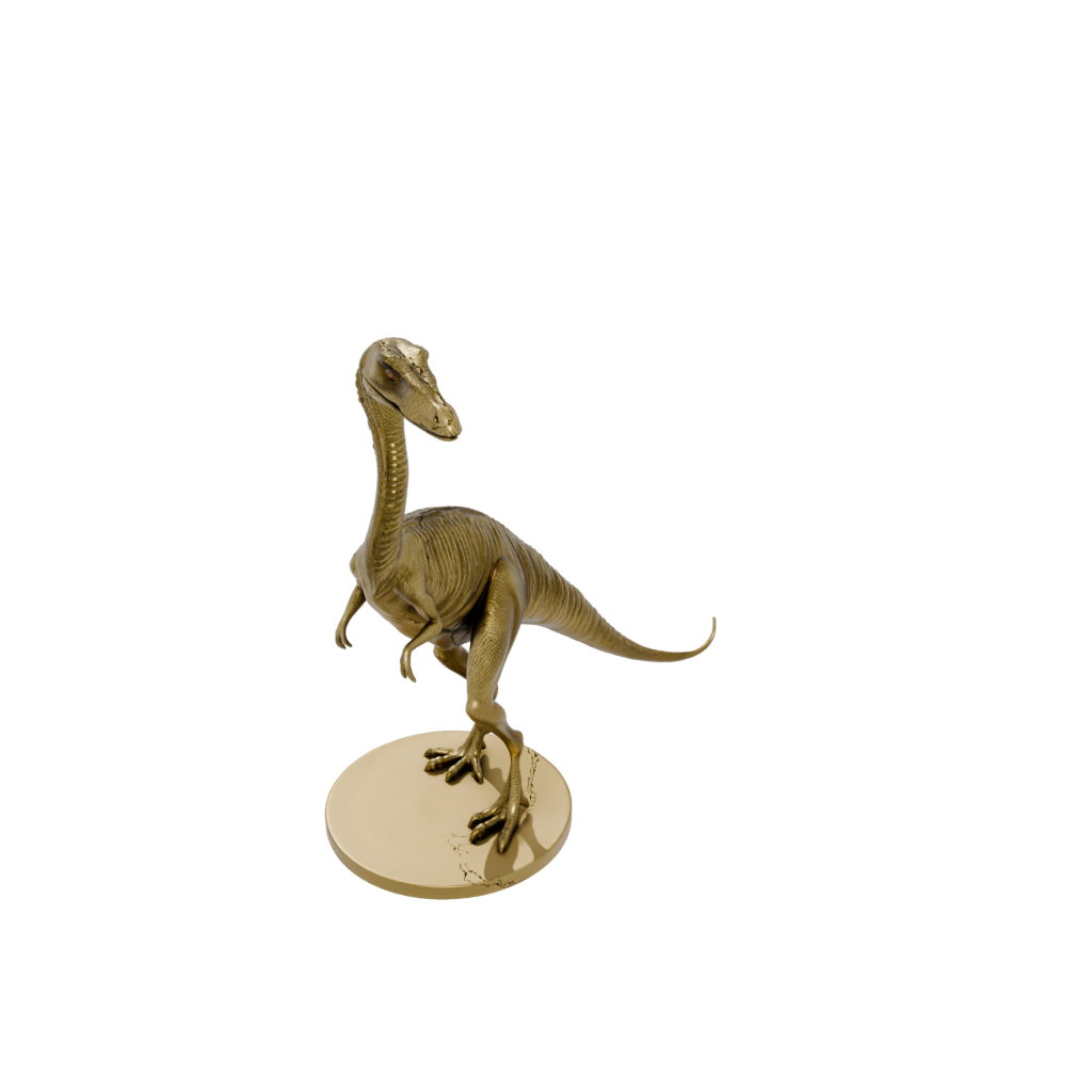 Gold Feathered Compsognathus — dinosaurs 3D print model, STL