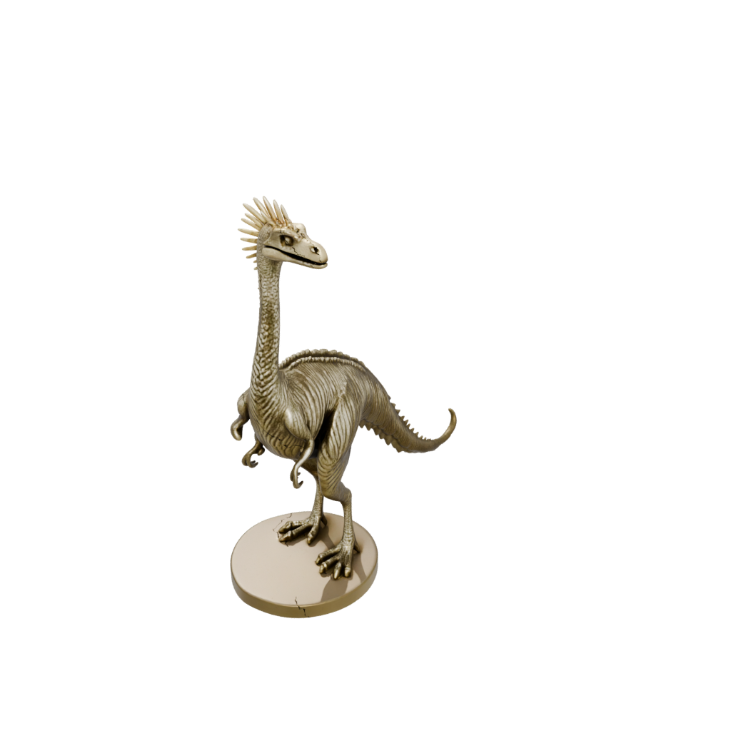 Gold Feathered Therizinosaurus — dinosaurs 3D print model, STL