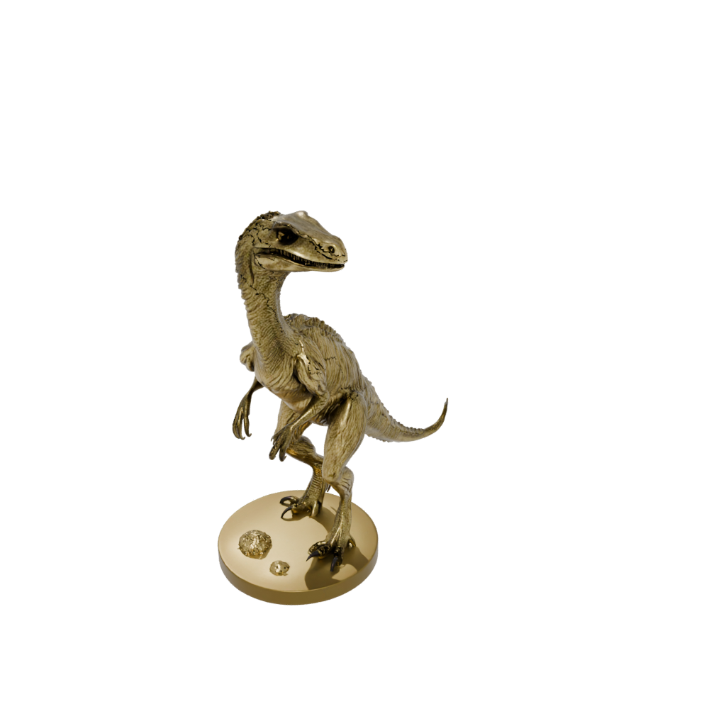 Gold Feathered Utahraptor — dinosaurs 3D print model, STL