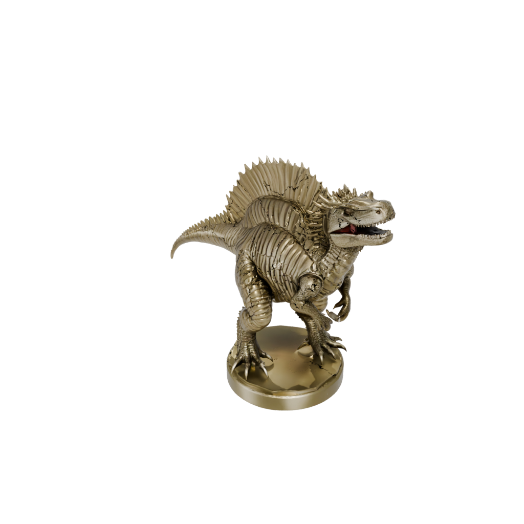Gold Flexi Dimetrodon — dinosaurs 3D print model, STL