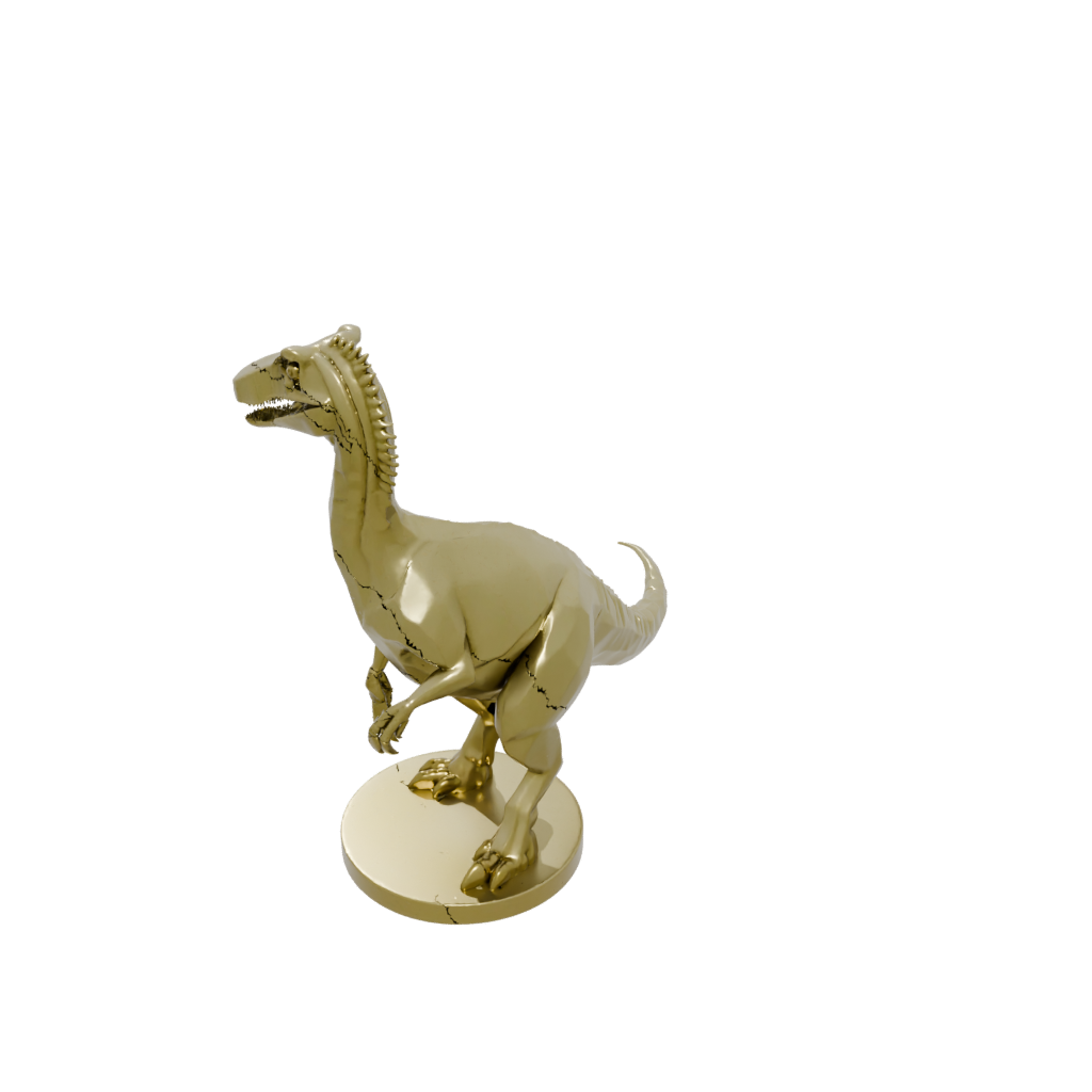Gold Low-Poly Baryonyx — dinosaurs 3D print model, STL
