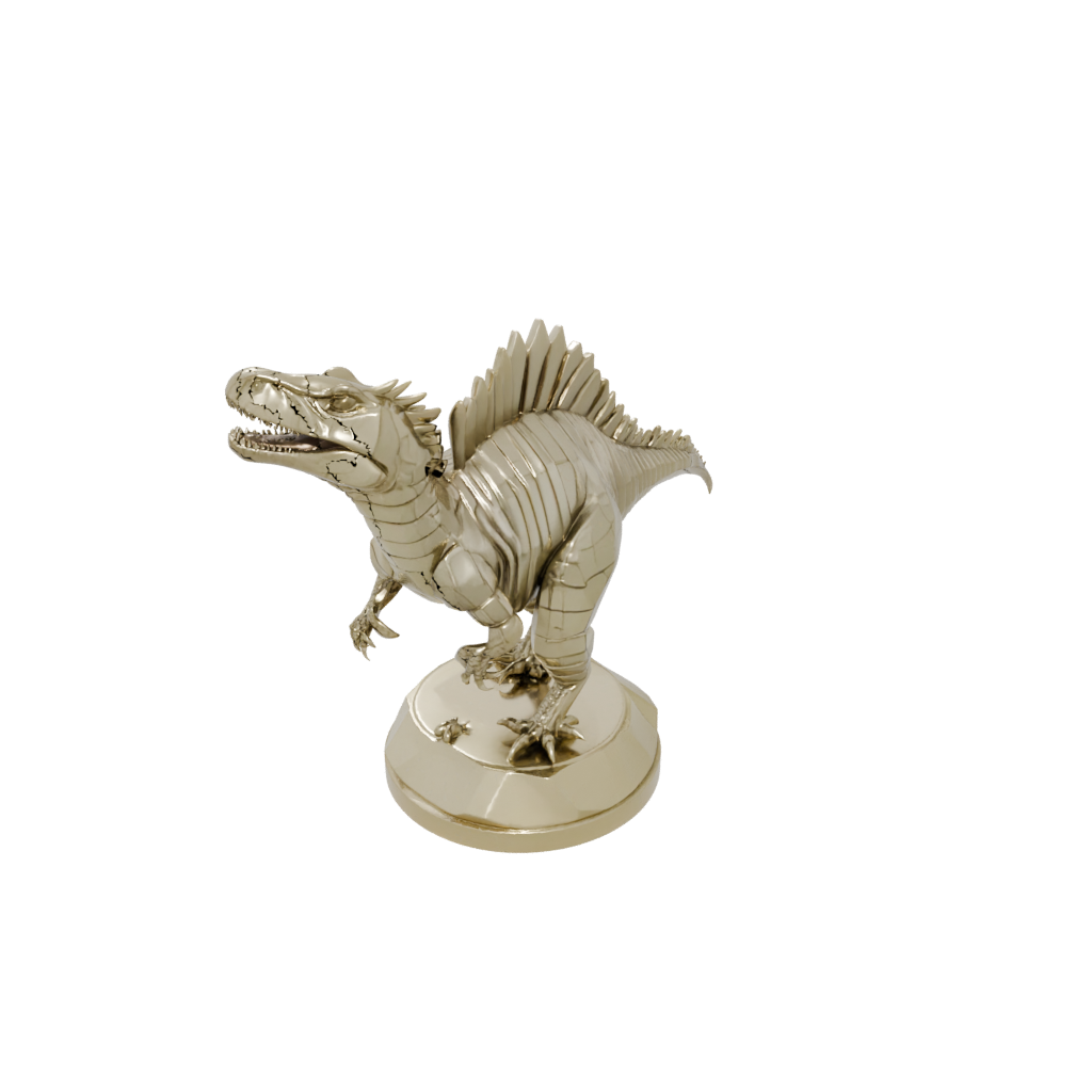 Gold Low-Poly Dimetrodon — dinosaurs 3D print model, STL