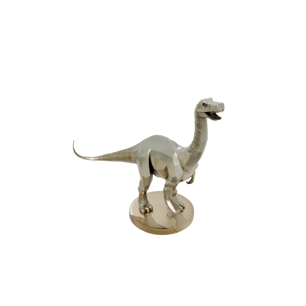 Gold Low-Poly Diplodocus