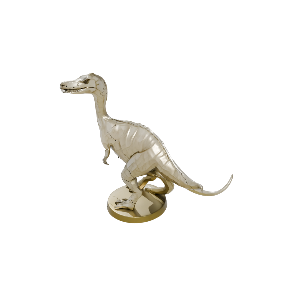 Gold Low-Poly Mosasaurus — dinosaurs 3D print model, STL