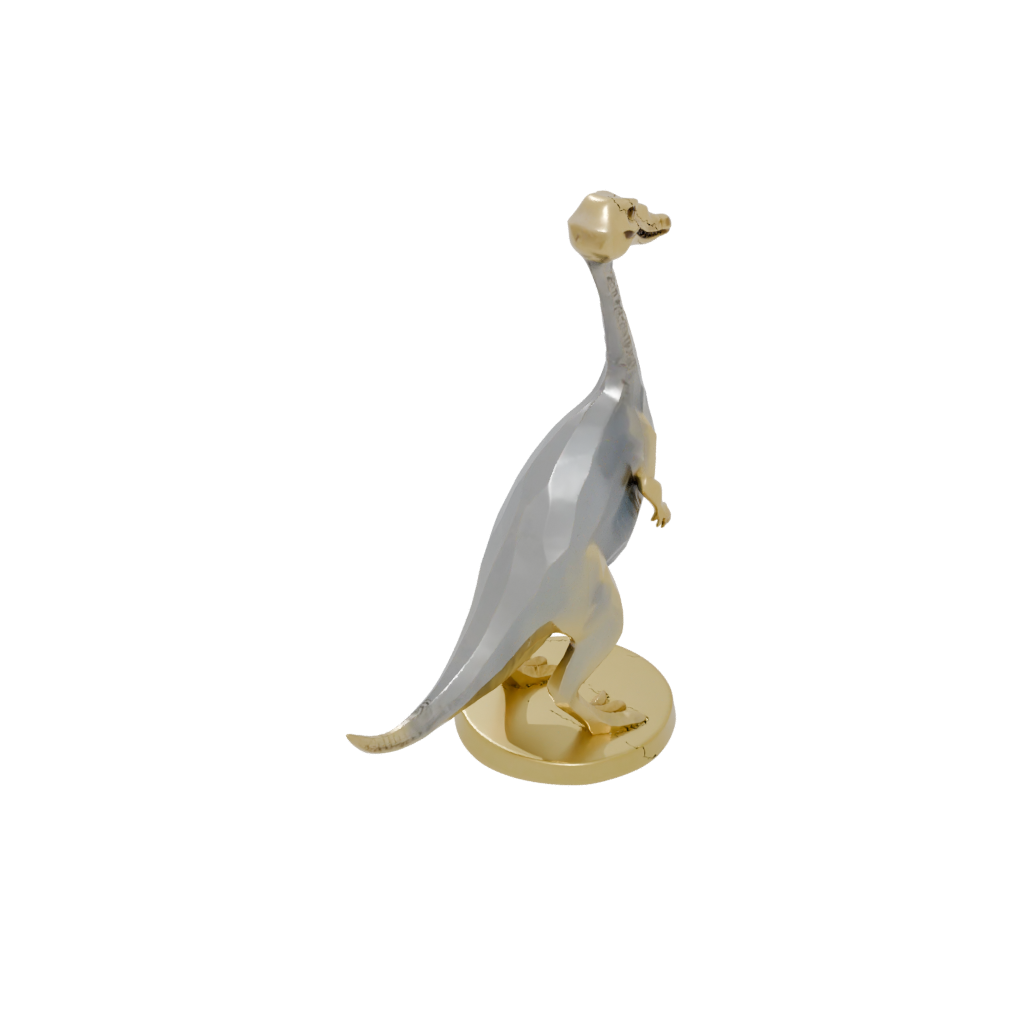 Gold Low-Poly Plesiosaur — dinosaurs 3D print model, STL