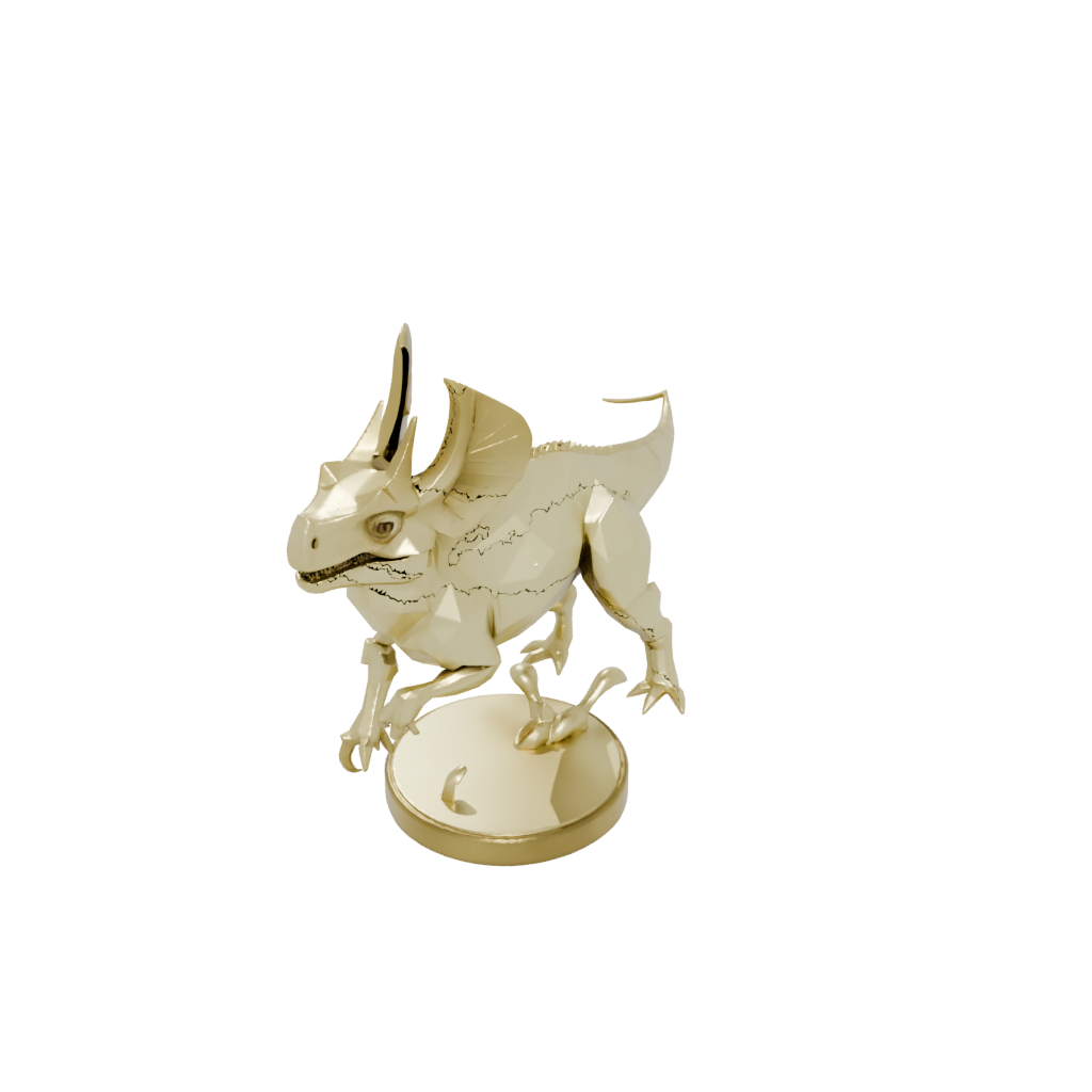 Gold Low-Poly Protoceratops — dinosaurs 3D print model, STL
