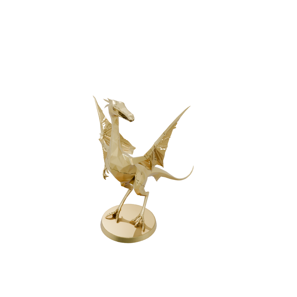 Gold Low-Poly Pterodactyl — dinosaurs 3D print model, STL