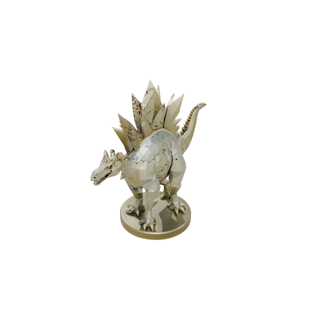 Gold Low-Poly Stegosaurus — dinosaurs 3D print model, STL