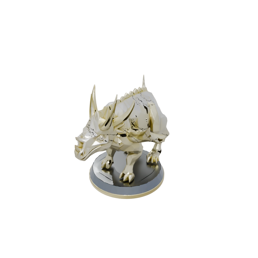Gold Low-Poly Triceratops — dinosaurs 3D print model, STL