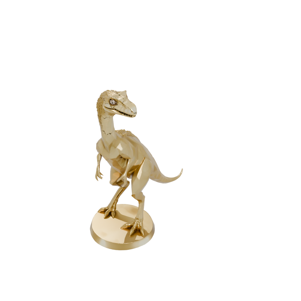 Gold Low-Poly Velociraptor — dinosaurs 3D print model, STL