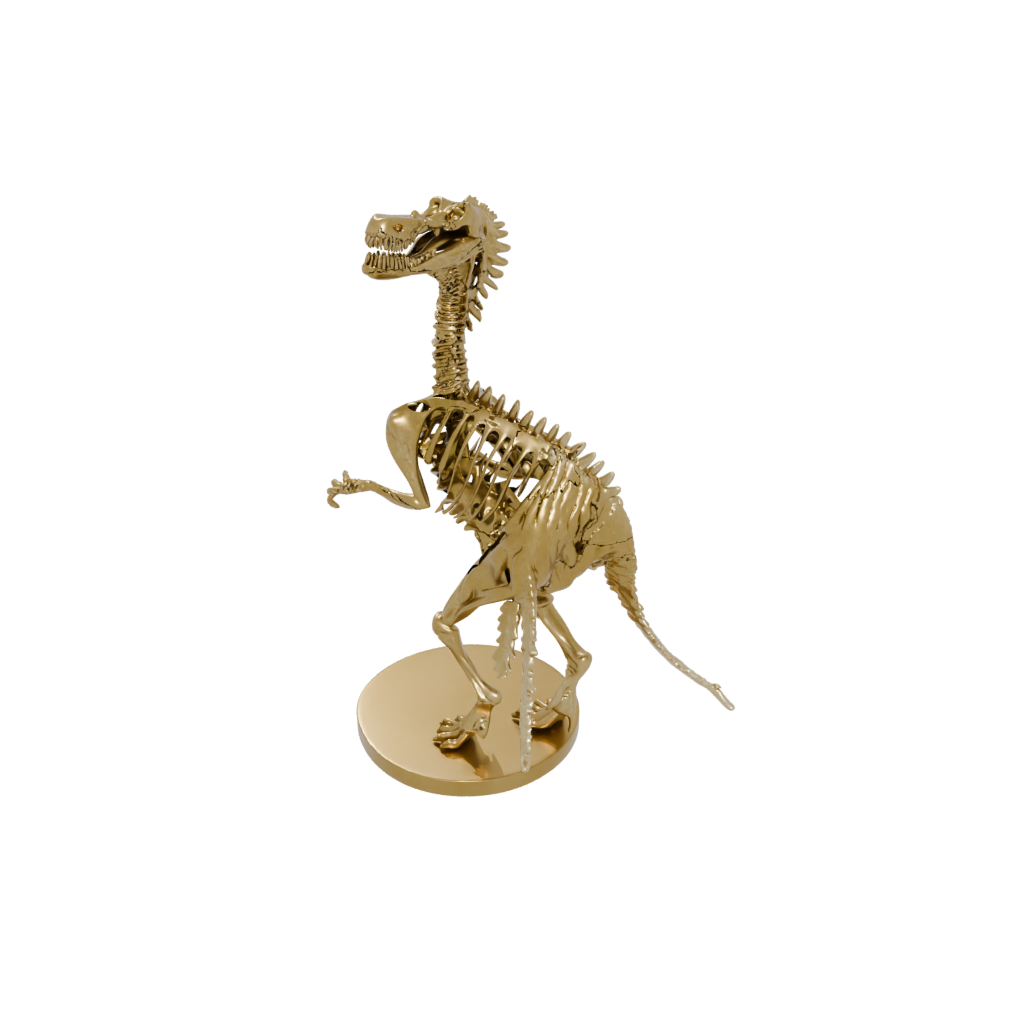 Gold Skeleton Baryonyx — dinosaurs 3D print model, STL