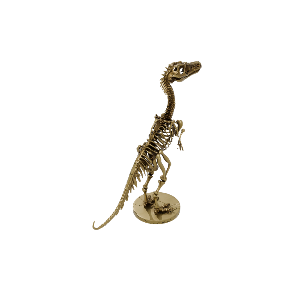 Gold Skeleton Deinonychus — dinosaurs 3D print model, STL