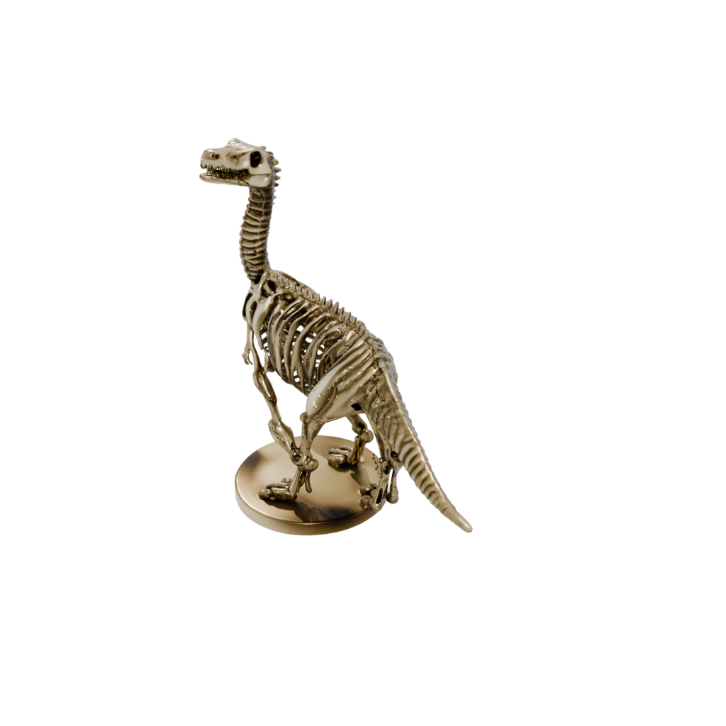 Gold Skeleton Iguanodon — dinosaurs 3D print model, STL