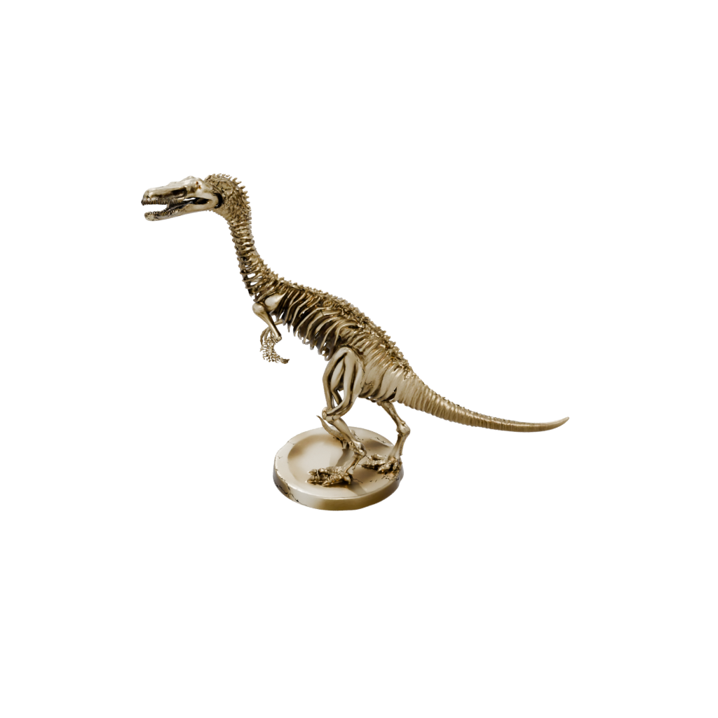 Gold Skeleton Mosasaurus — dinosaurs 3D print model, STL
