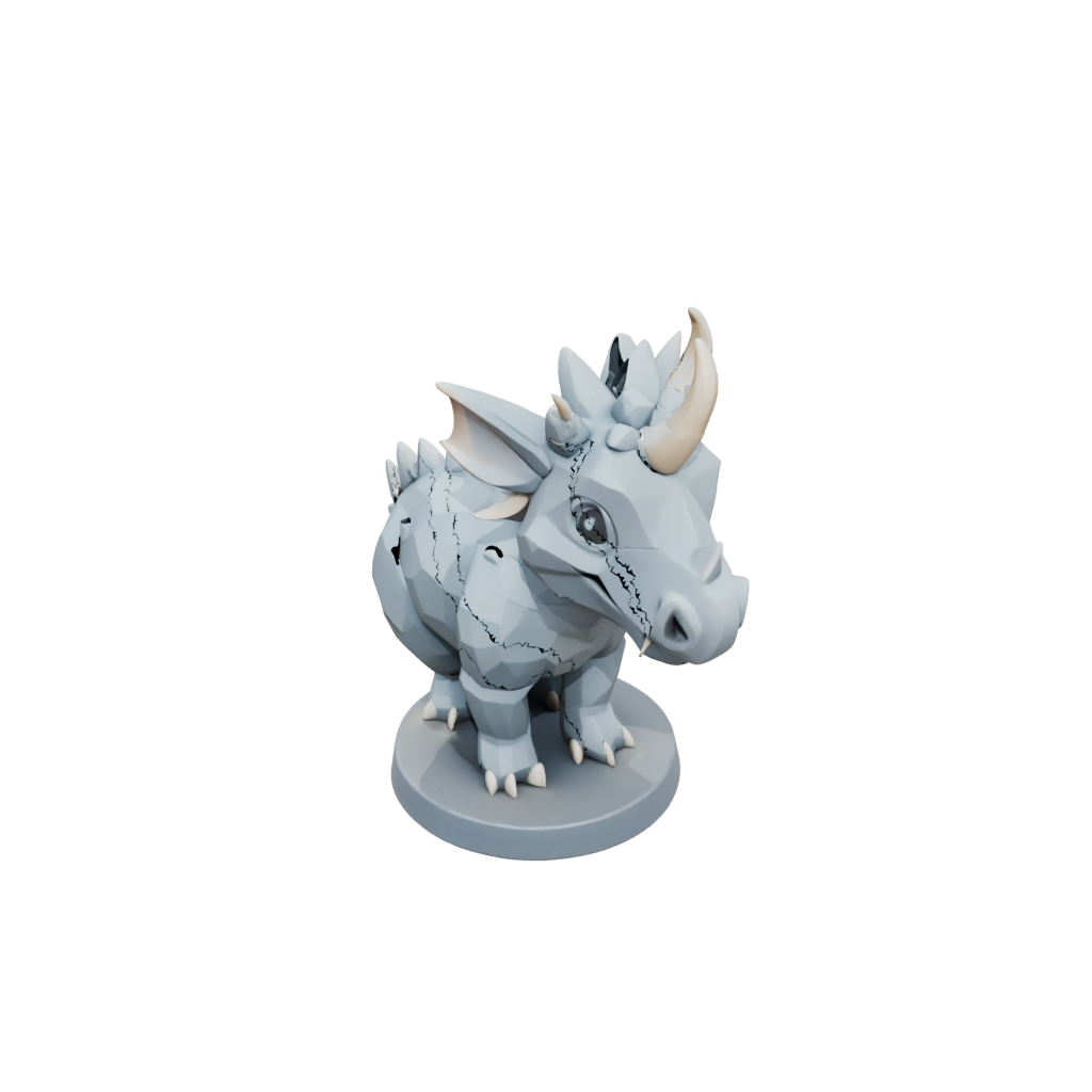 Low-Poly Chibi Triceratops