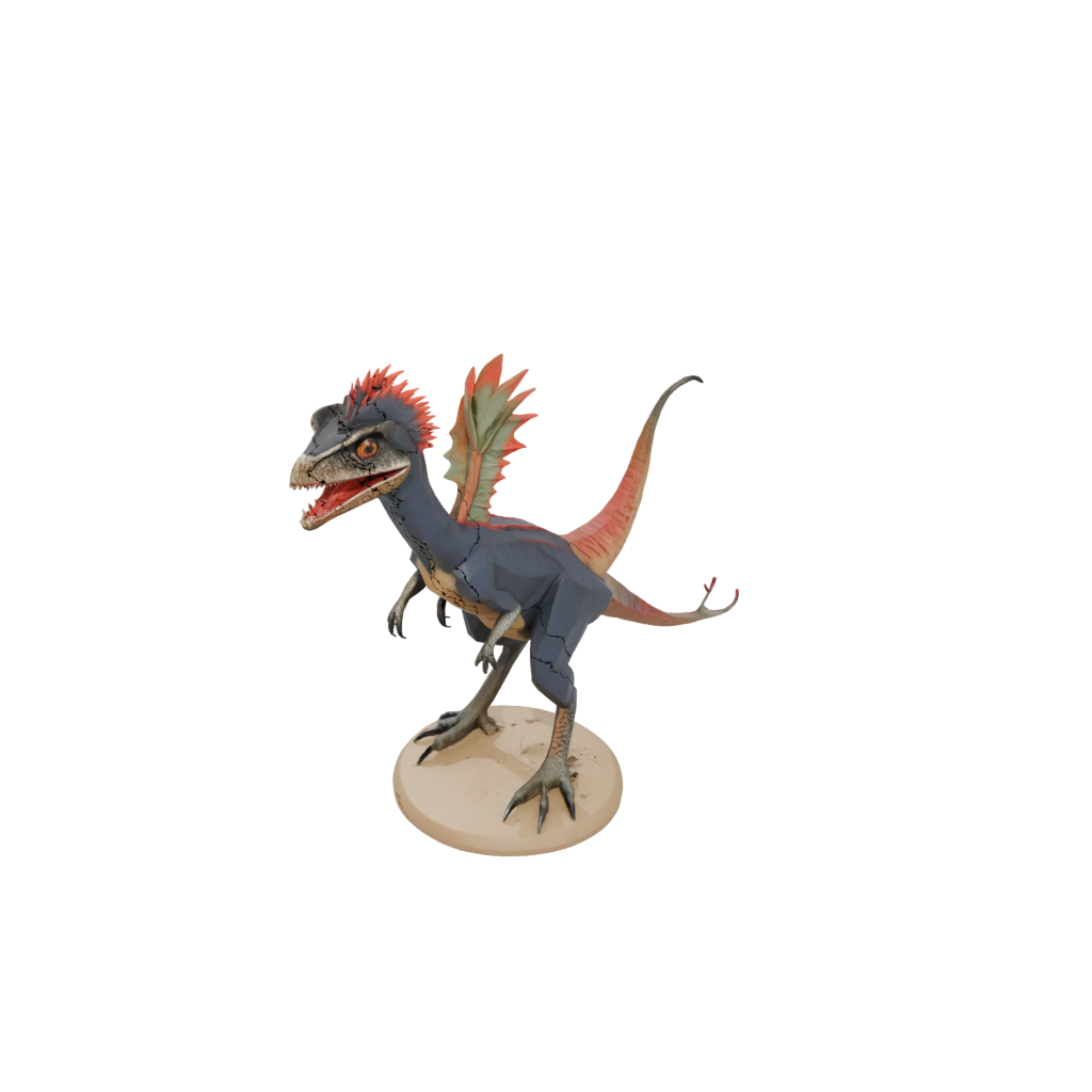 Low-Poly Feathered Dilophosaurus — dinosaurs 3D print model, STL