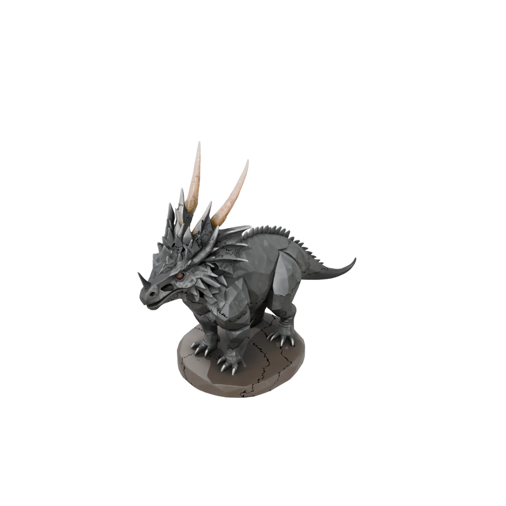 Low-Poly Feathered Styracosaurus — dinosaurs 3D print model, STL