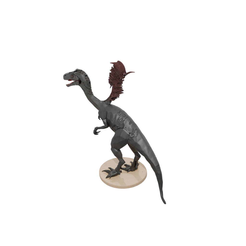 Low-Poly Feathered Velociraptor — dinosaurs 3D print model, STL