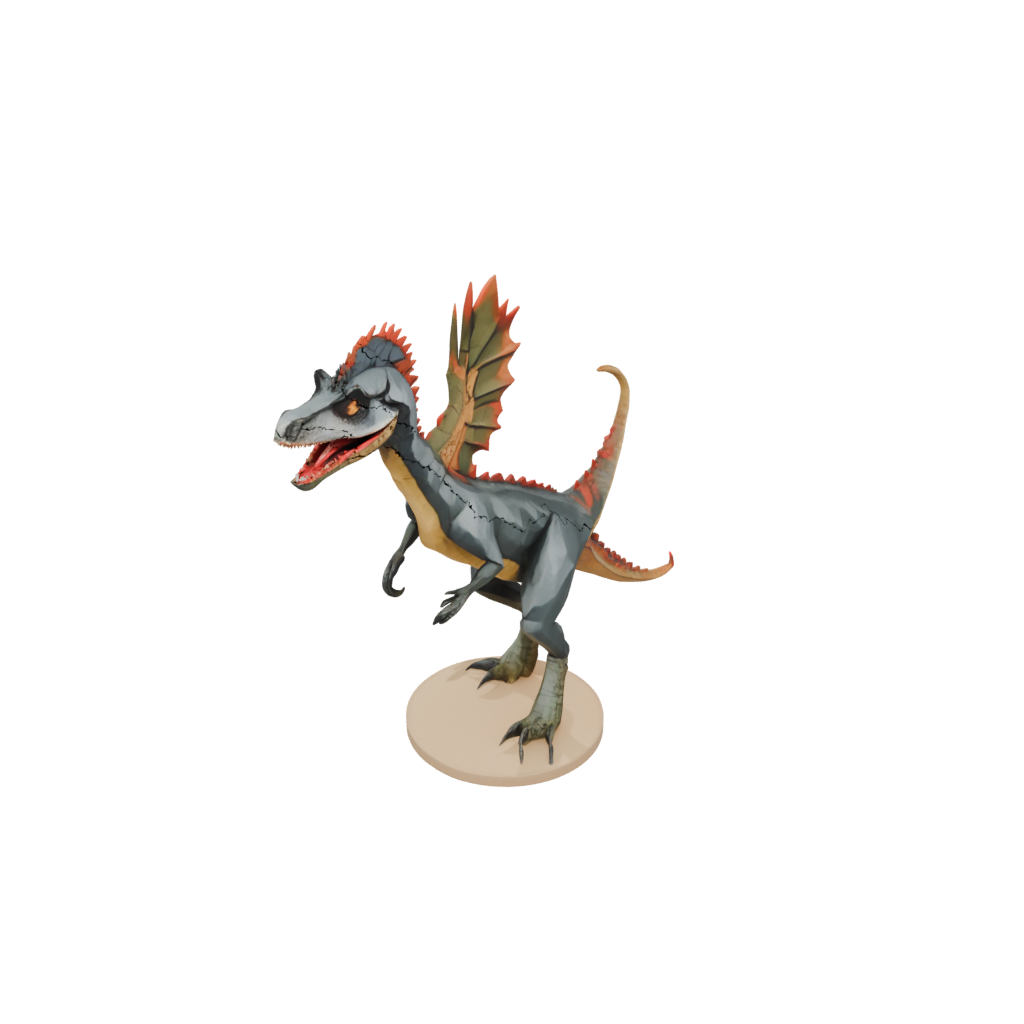 Low-Poly Flexi Dilophosaurus — dinosaurs 3D print model, STL