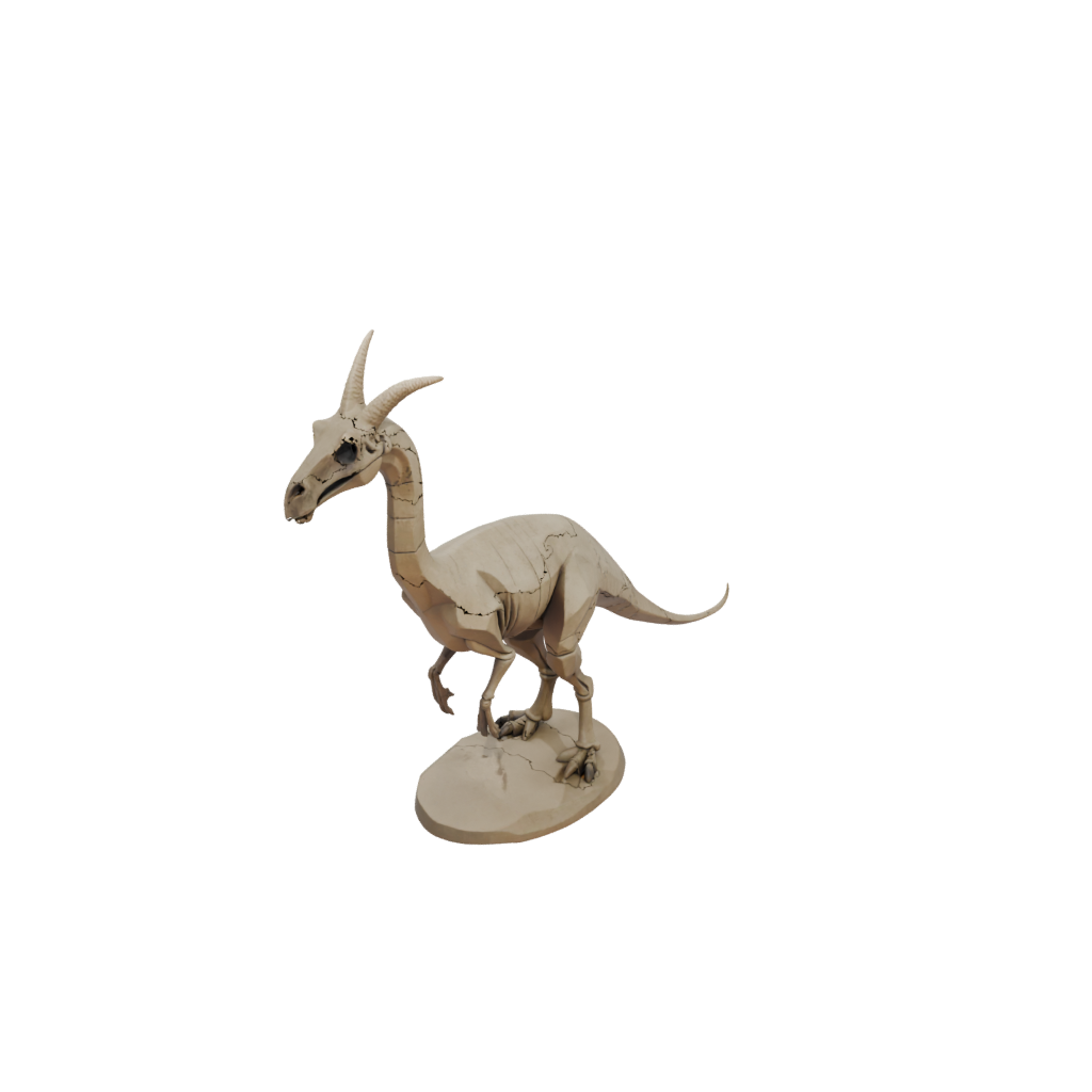 Low-Poly Skeleton Parasaurolophus — dinosaurs 3D print model, STL