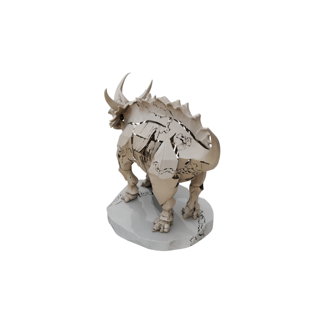 Low-Poly Skeleton Triceratops — dinosaurs 3D print model, STL