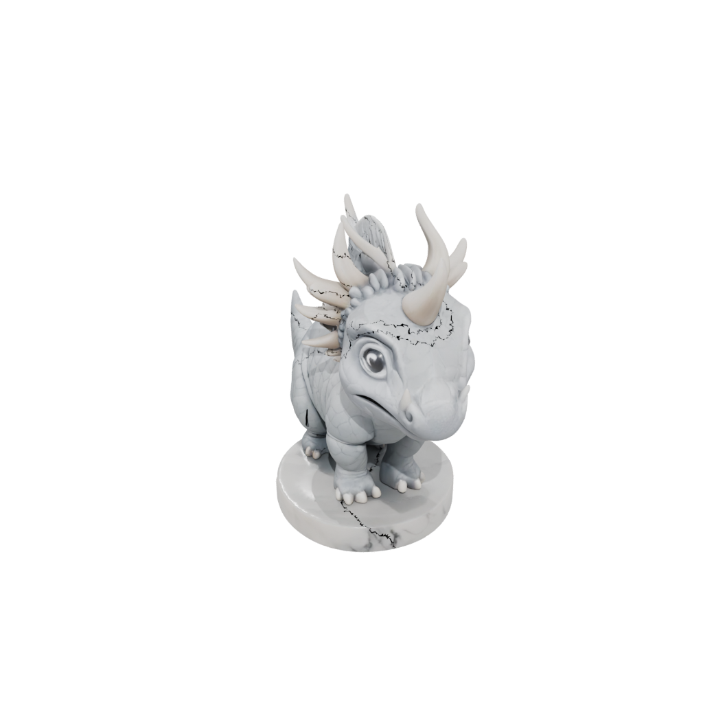 Marble Chibi Triceratops — dinosaurs 3D print model, STL