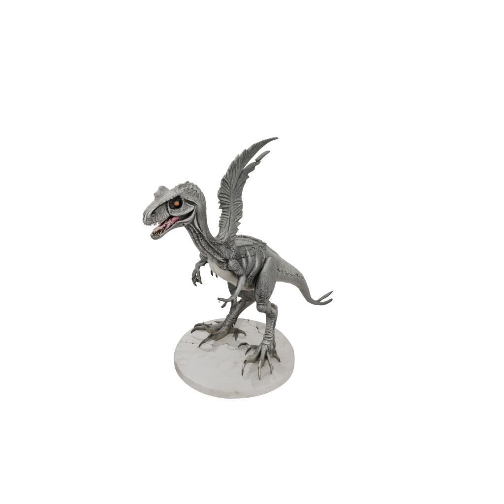 Marble Feathered Velociraptor — dinosaurs 3D print model, STL